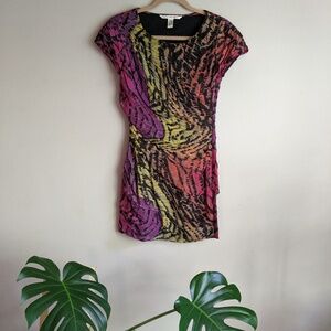 DVF te-dye print Erosa rouched silk-chiffon mini dress